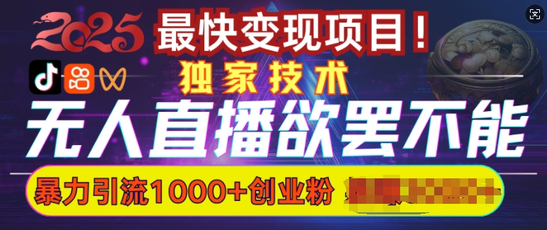 欲罢不能的无人直播引流，超暴力日引流1000 高质量精准创业粉