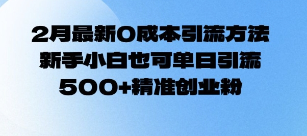 2月最新0成本引流方法，新手小白也可单日引流500 精准创业粉