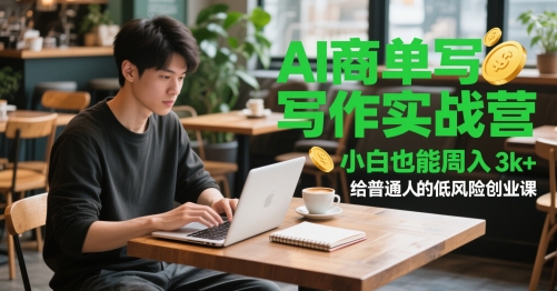 AI商单写作实战营，小白也能周入3k ，给普通人的低风险创业课