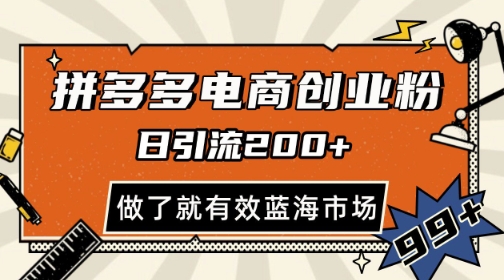 拼多多引流电商创业粉，日引200 ，可矩阵放大，做了就有效【揭秘】