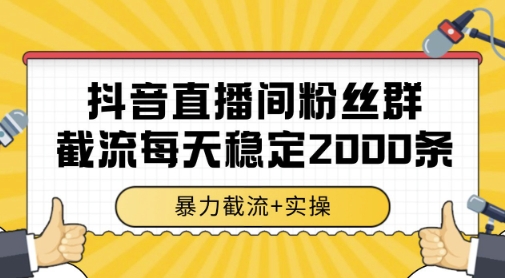 抖音直播间粉丝群暴力截流，一台电脑每天稳定2000条数据，暴力截流 实操 【揭秘】